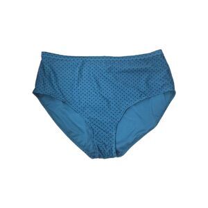 Terra & Sky Womens Plus High Waist Teal Black Polka Dot Swim Suit Bottoms  3X